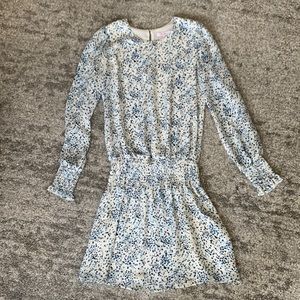 Parker - blue and white long sleeve mini dress - XS